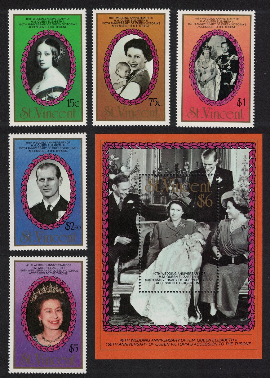 Saint Vincent Royal Ruby Wedding 5v+MS 1987 MNH SG#1079-MS1084