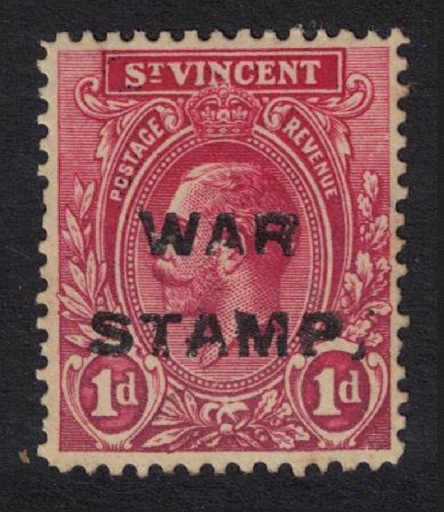 Saint Vincent War Stamp &#39;Comma for STOP&#39; VARIETY 1916 MH SG#122b