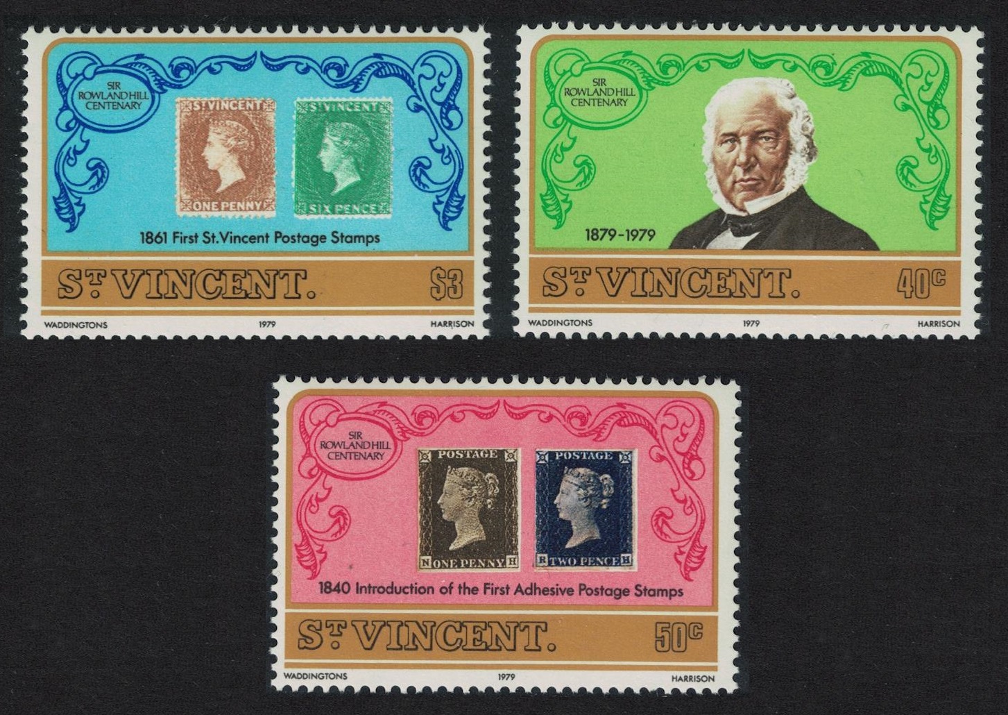 Saint Vincent Death Centenary of Sir Rowland Hill 3v 1979 MNH SG#578-580