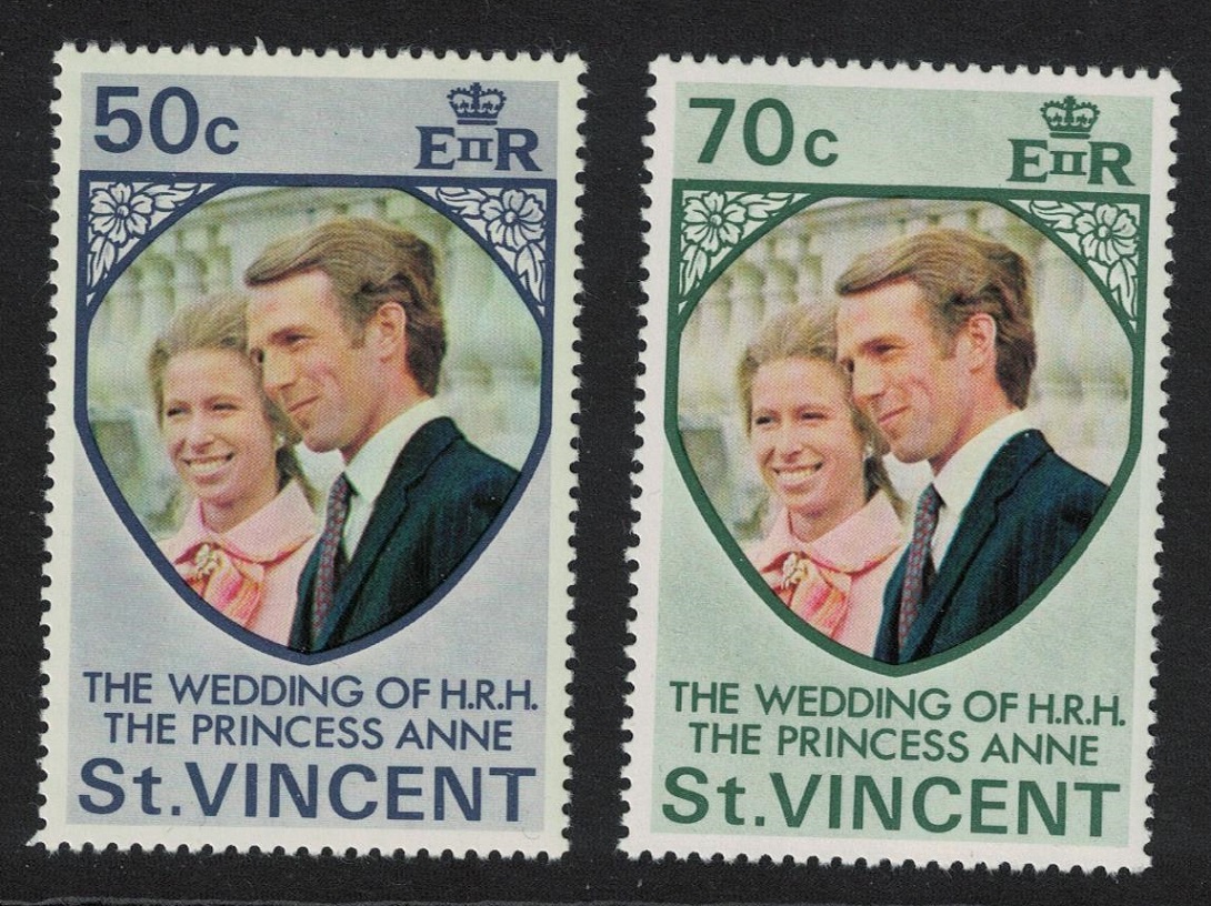 Saint Vincent Royal Wedding Princess Anne 2v 1973 MNH SG#374-375