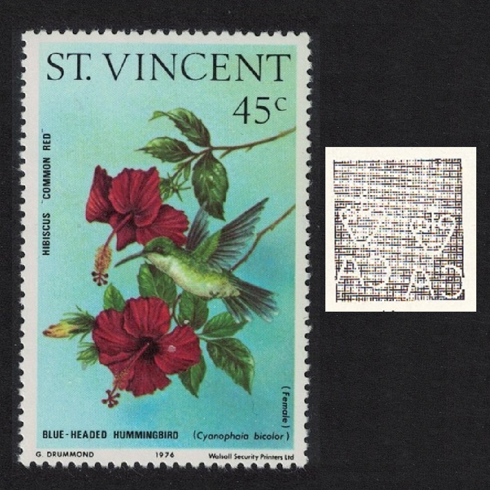 Saint Vincent Hummingbird Hibiscus Watermark var 1976 MNH SG#490w Sc#468A