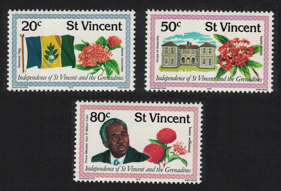 Saint Vincent Flowers Flag Independence 3v 1979 MNH SG#603-605