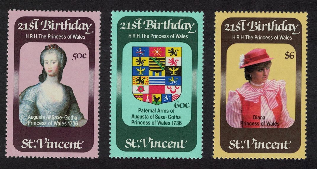 Saint Vincent 21st Birthday of Princess of Wales 3v 1982 MNH SG#694-696