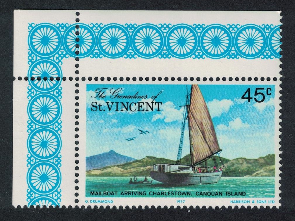 Saint Vincent Grenadines Mail schooner arriving at Charlestown Corner 1977 MNH SG#108