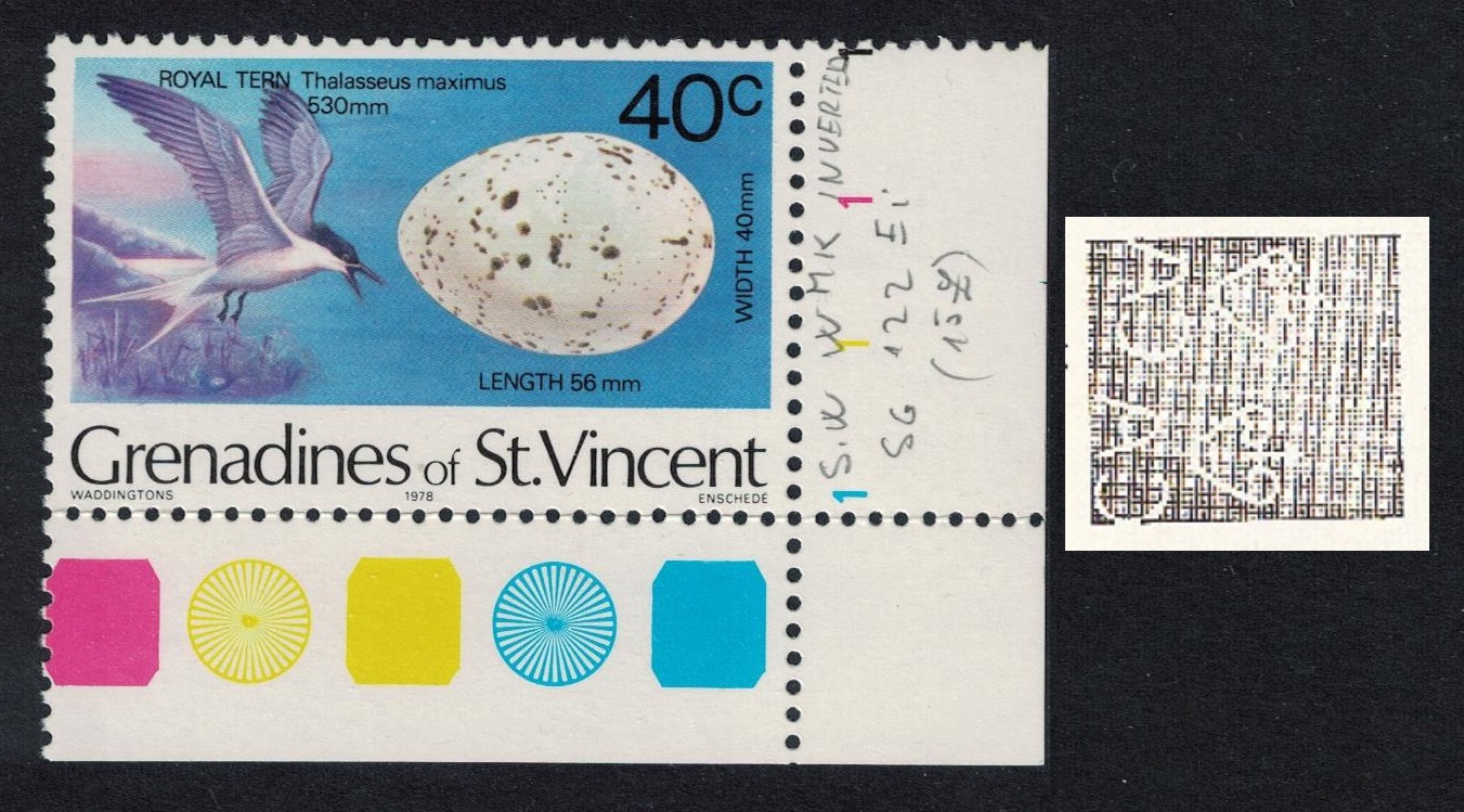 Saint Vincent Grenadines Royal tern Bird and Egg WATERMARK variety RARR 1978 MNH SG#122w MI#132