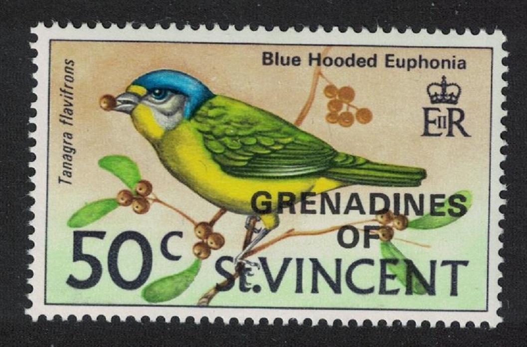 Saint Vincent Grenadines Blue hooded Euphonia Bird ERROR 1974 MNH SG#14var