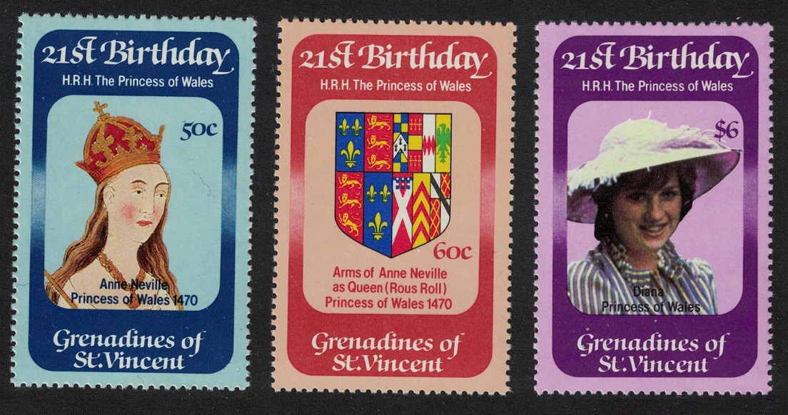 Saint Vincent Grenadines 21st Birthday of Princess of Wales 3v 1982 MNH SG#229-231