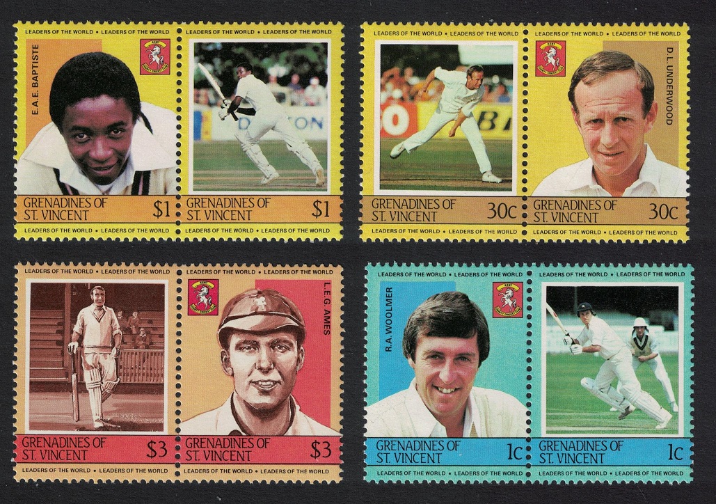 Saint Vincent Grenadines Cricketers 8v 1984 MNH SG#291=303