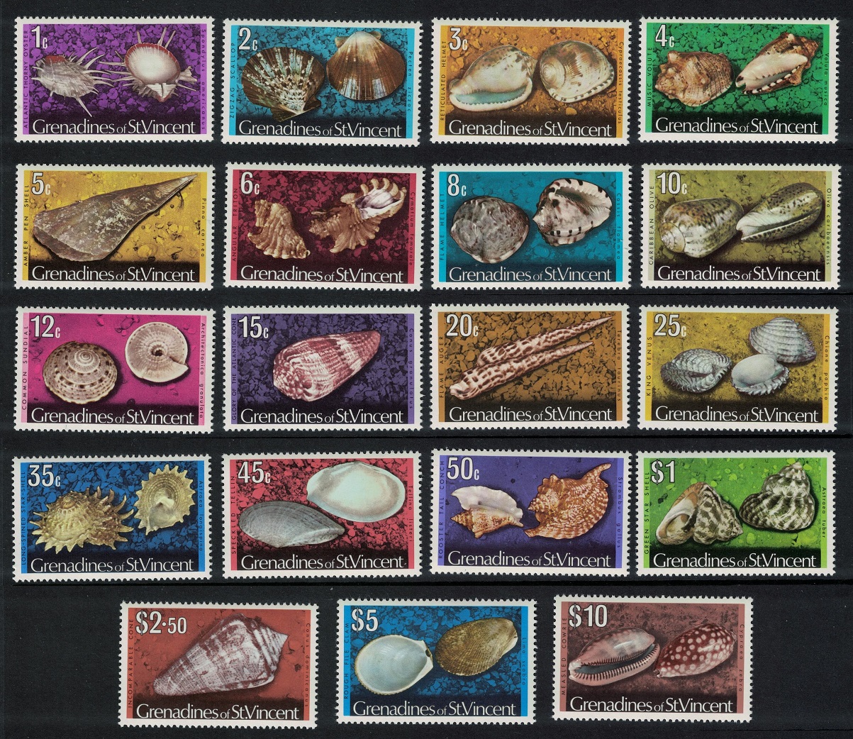 Saint Vincent Grenadines Shells and Molluscs 19v Without imprint MNH SG#35A-52cA MI#32 I - 49 I +76