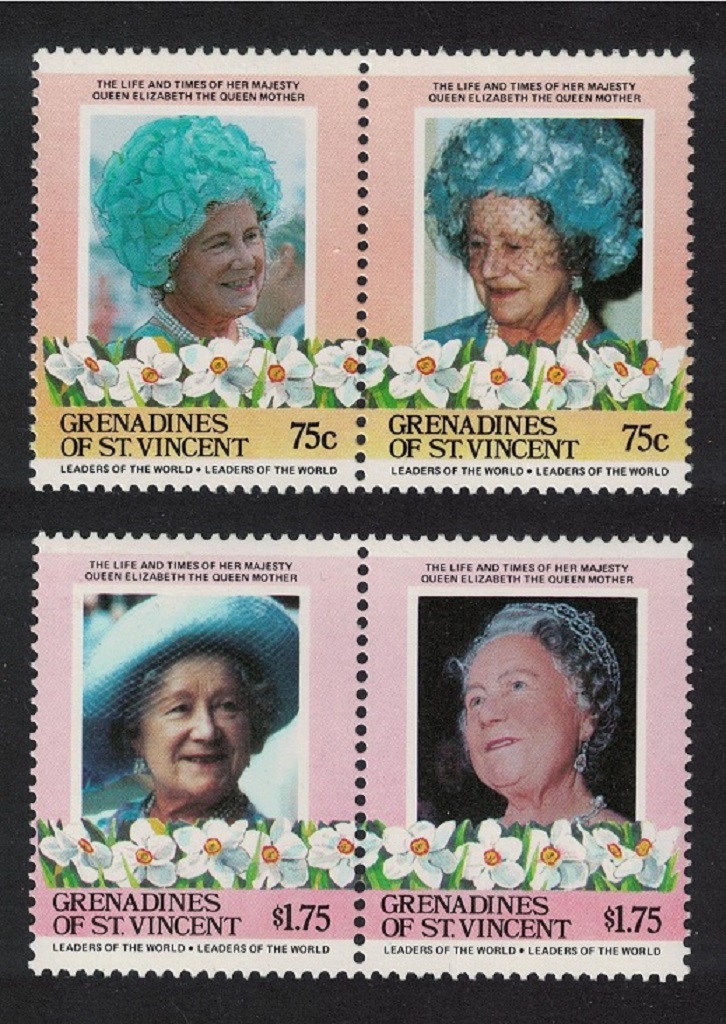 Saint Vincent Grenadines Life and Times of the Queen Mother 4v 1985 MNH SG#405=410