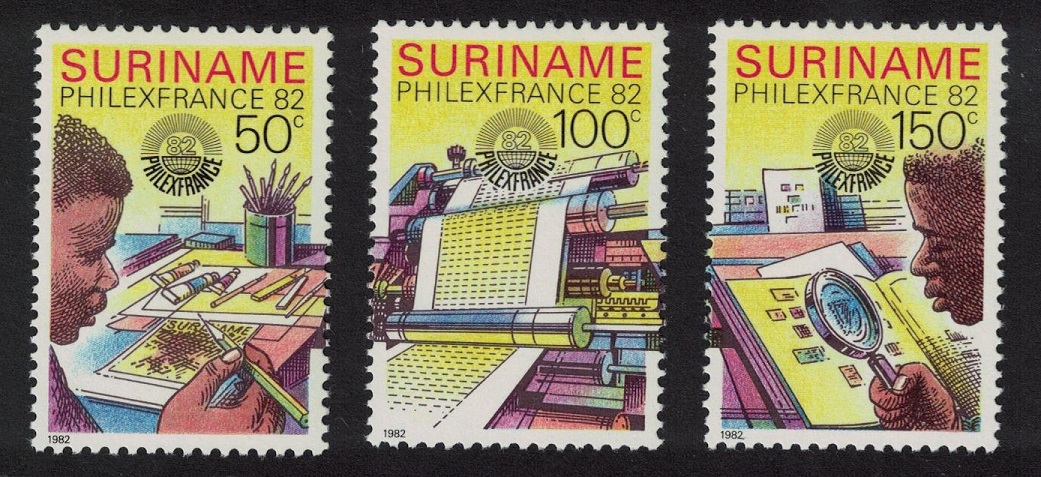 Suriname Philexfrance 82 International Stamp Exhibition Paris 3v 1982 MNH SG#1082-1084