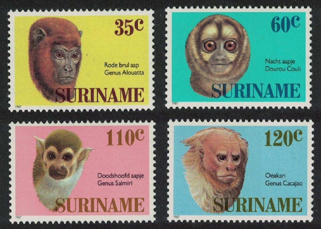 Suriname Monkeys 4v 1987 MNH SG#1299-1302