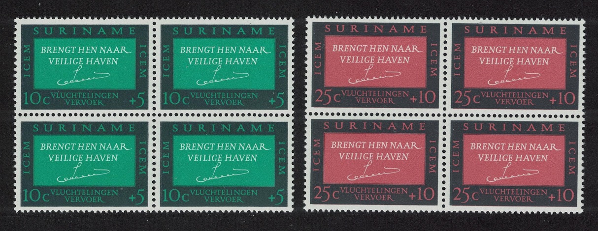 Suriname European Migration 2v Blocks of 4 1966 MNH SG#572-573