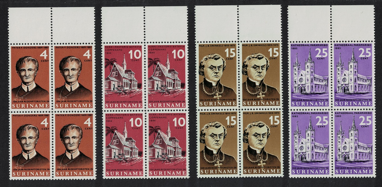 Suriname Redemptorists Mission 4v Blocks of 4 Margins 1966 MNH SG#585-588