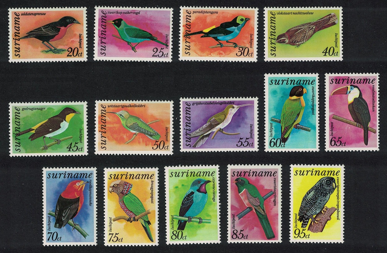 Suriname Birds 14v COMPLETE 1977 MNH SG#860-873 MI#764-770+781-87