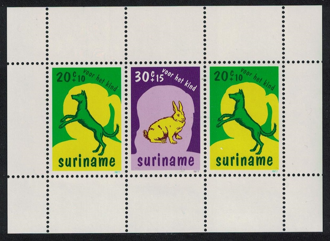 Suriname Dog Rabbit Child Welfare MS 1977 MNH SG#MS900