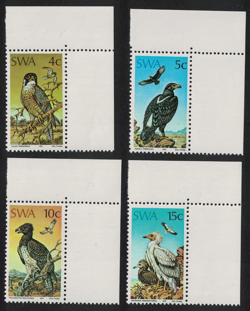 South West Africa Falcon Eagle Vulture Protected Birds of Prey 4v Corners 1975 MNH SG#270-273 MI#402-406 Sc#373-376