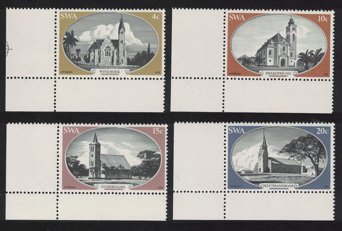 South West Africa Historic Churches 4v Corners 1978 MNH SG#319-322