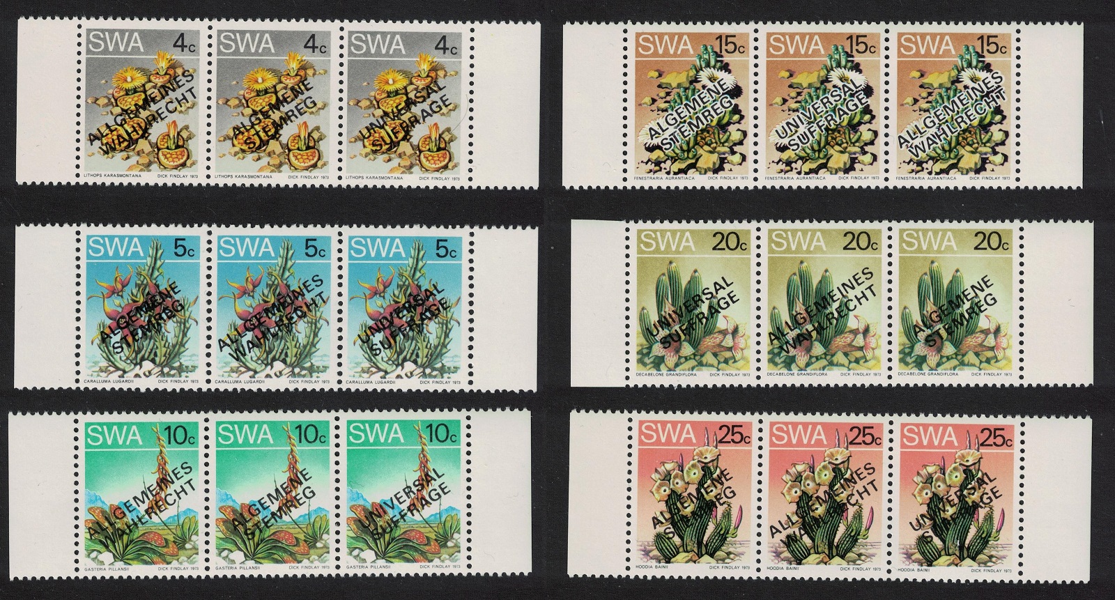 South West Africa Universal Suffrage 6 Strips 1978 MNH SG#324-329