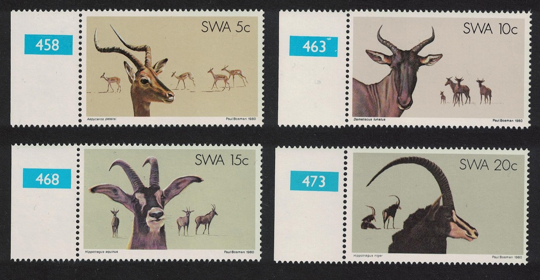 South West Africa Antelopes 4v Control Numbers 1980 MNH SG#345-348 MI#472-475