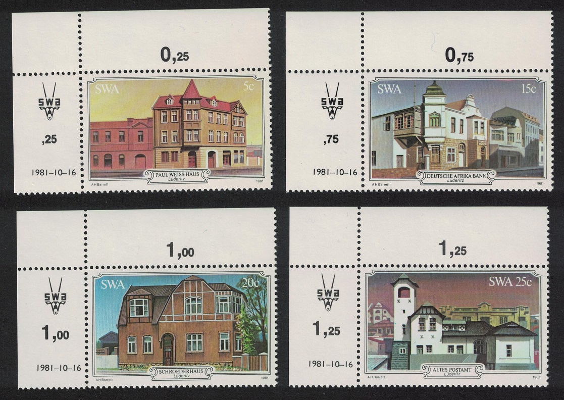 South West Africa Historic Buildings of Luderitz 4v Corners 1981 MNH SG#381-384