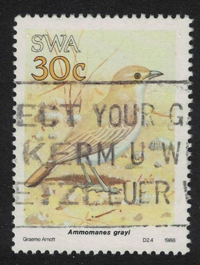 South West Africa Gray&#39;s lark Bird 1988 Canc SG#500