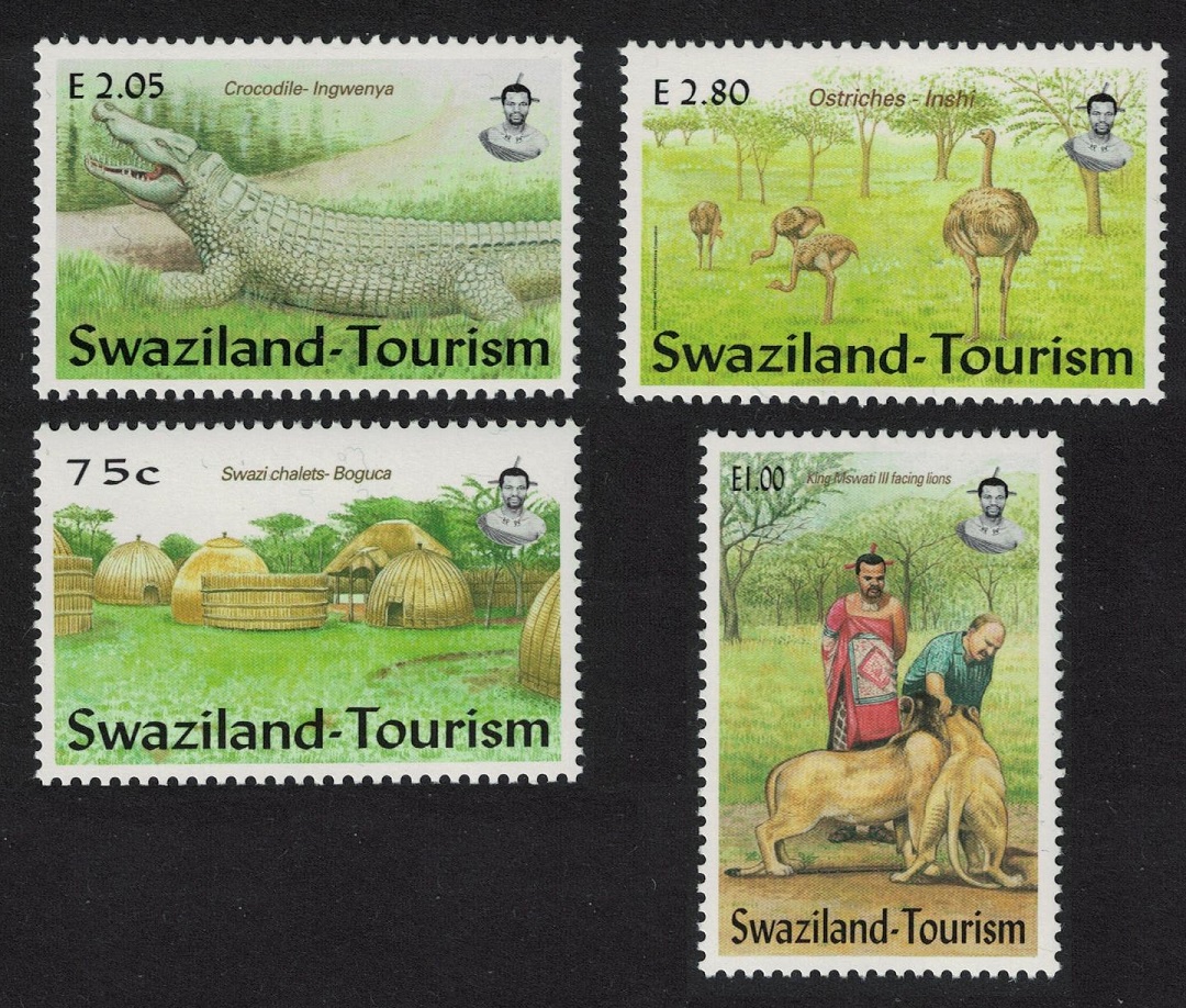 Swaziland Lions Crocodile Ostrich Bird Tourism 4v 2002 MNH SG#717-720