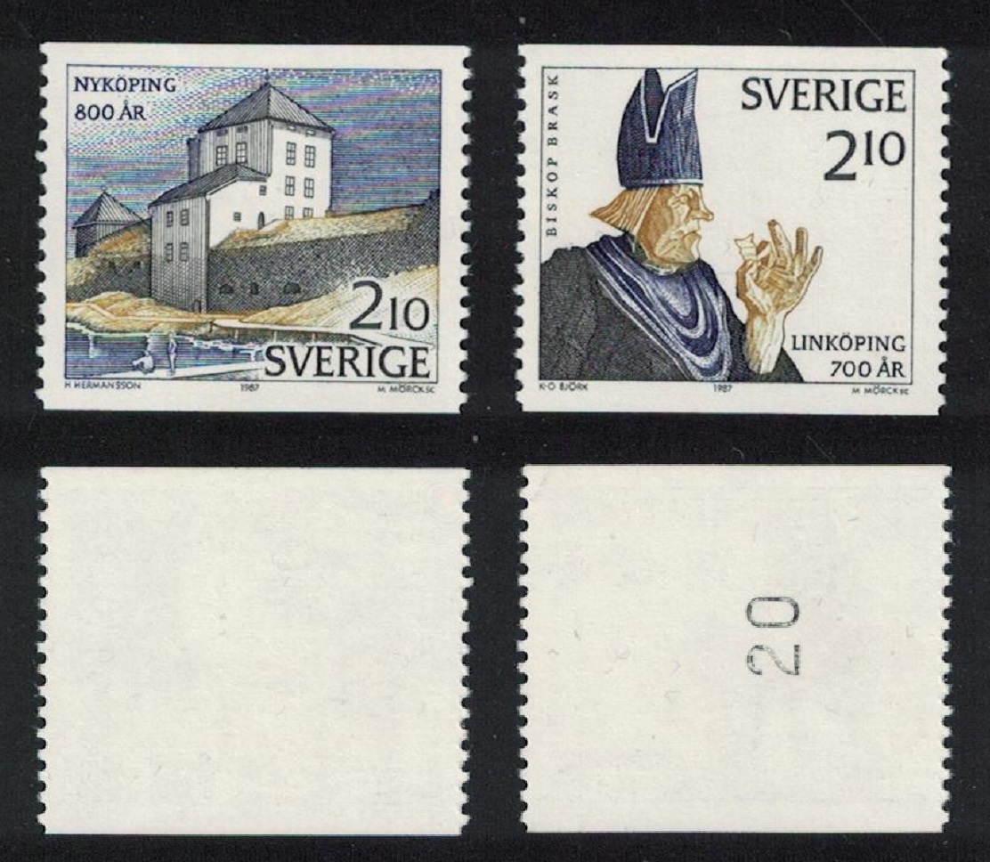 Sweden Anniversaries 1987 2v one Control Number 1987 MNH SG#1346-1347