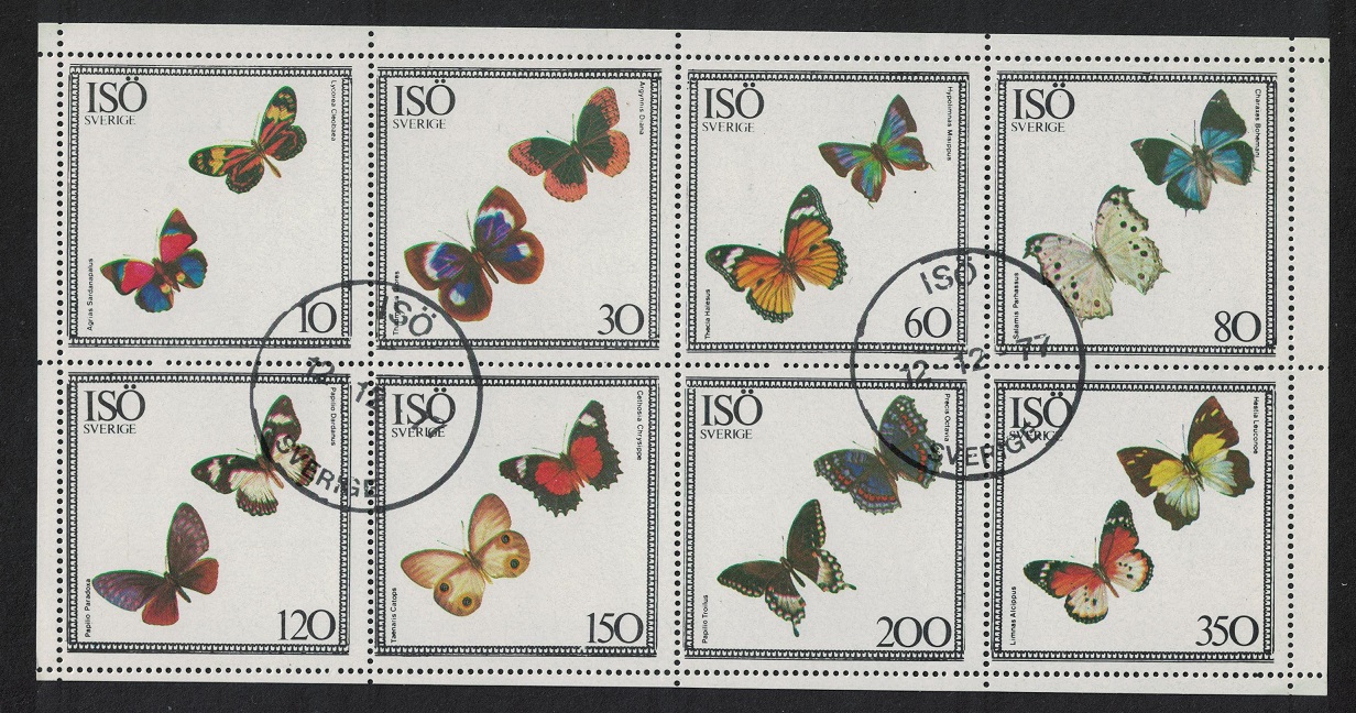 Sweden Butterflies Sheetlet Cinderella ISO 1977 CTO