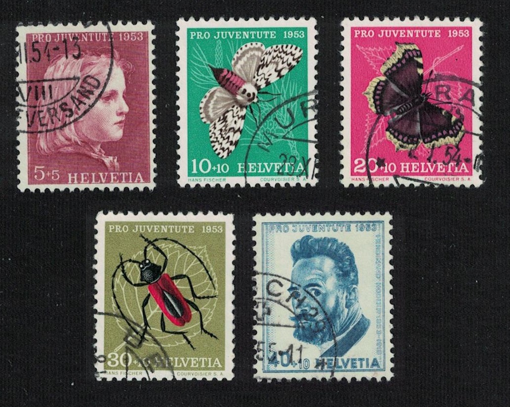 Switzerland Insects Pro Juventute 5v 1953 Canc SG#J147-J151 Sc#B227-B231