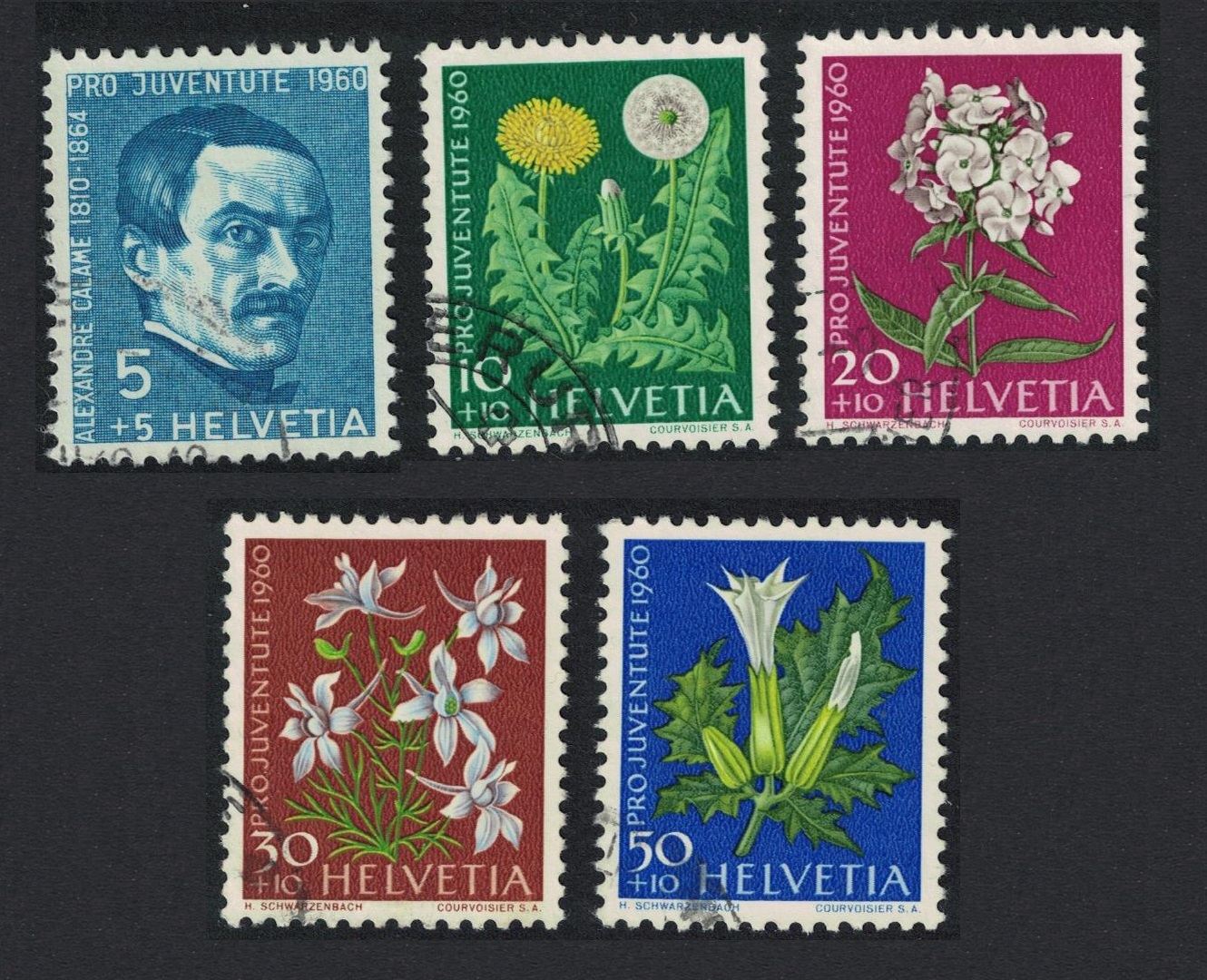 Switzerland Flowers 5v Pro Juventute 1960 1960 Canc SG#J182-J186 Sc#B298-B302