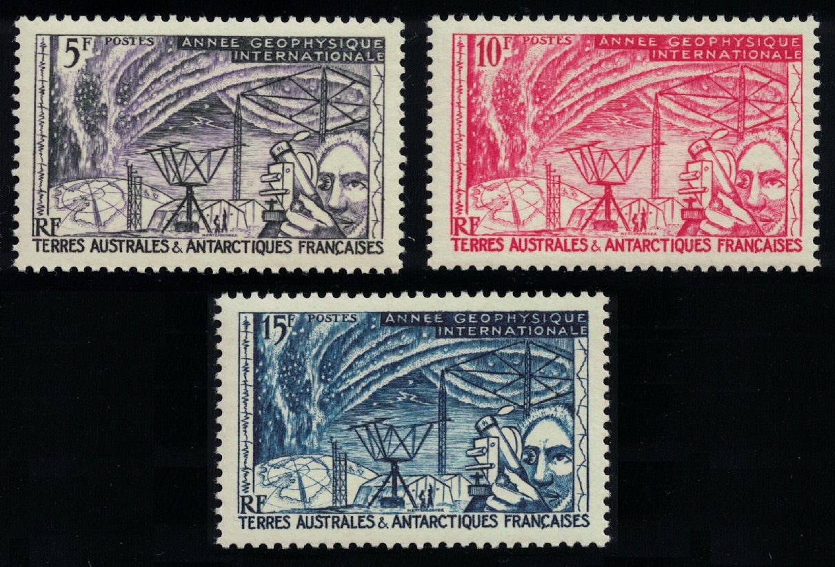 French Southern and Antarctic Territories International Geophysical Year 3v 1957 MNH SG#19-21 MI#10-12 Sc#8-10