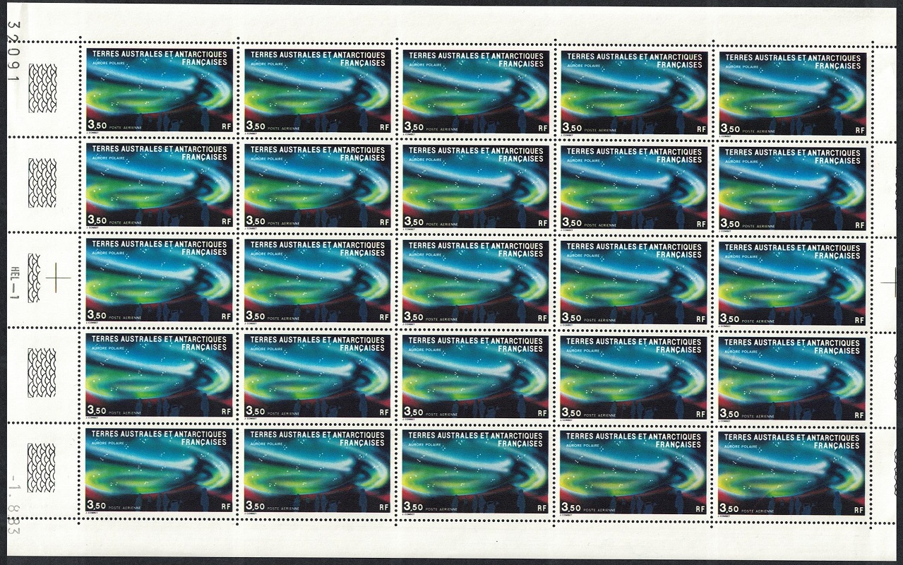 French Southern and Antarctic Territories Aurora Borealis Polar Aurora Full sheet 1984 MNH SG#192 MI#190