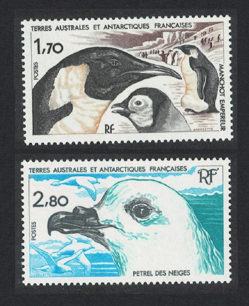 French Southern and Antarctic Territories Emperor penguin Snow petrel Birds 2v 1985 MNH SG#196-197 MI#196-197