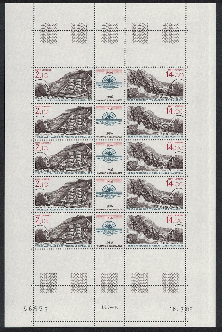 French Southern and Antarctic Territories Jean Charcot 2v Full Sheet 1986 MNH SG#214-215 MI#216-217