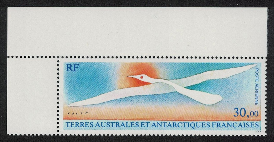 French Southern and Antarctic Territories Painting &#39;Bird&#39; by Folon T1 Corner 1990 MNH SG#270 Sc#C113