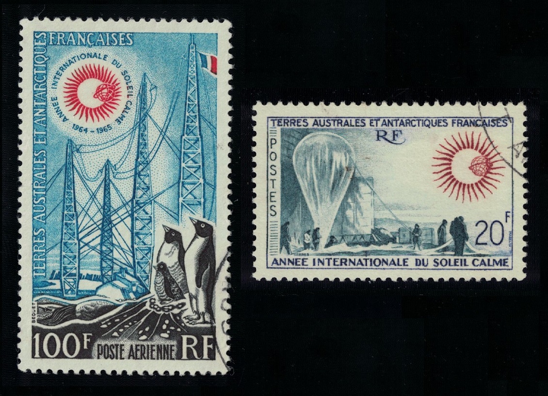 French Southern and Antarctic Territories Penguins Birds International Year of Quiet Sun 2v 1963 Canc SG#36-37 MI#29-30