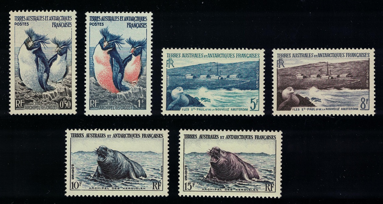 French Southern and Antarctic Territories Birds Antarctic Fauna 6v 1956 MNH SG#4+5+8+9+10+12 MI#2-7