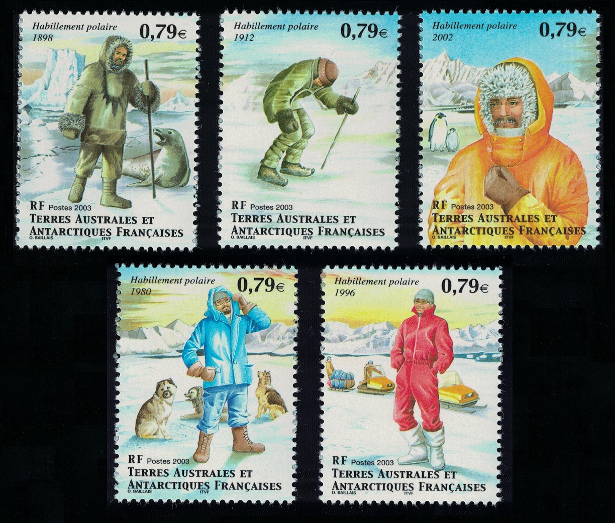 French Southern and Antarctic Territories Polar Clothing 5v 2003 MNH SG#503-507 MI#515-519