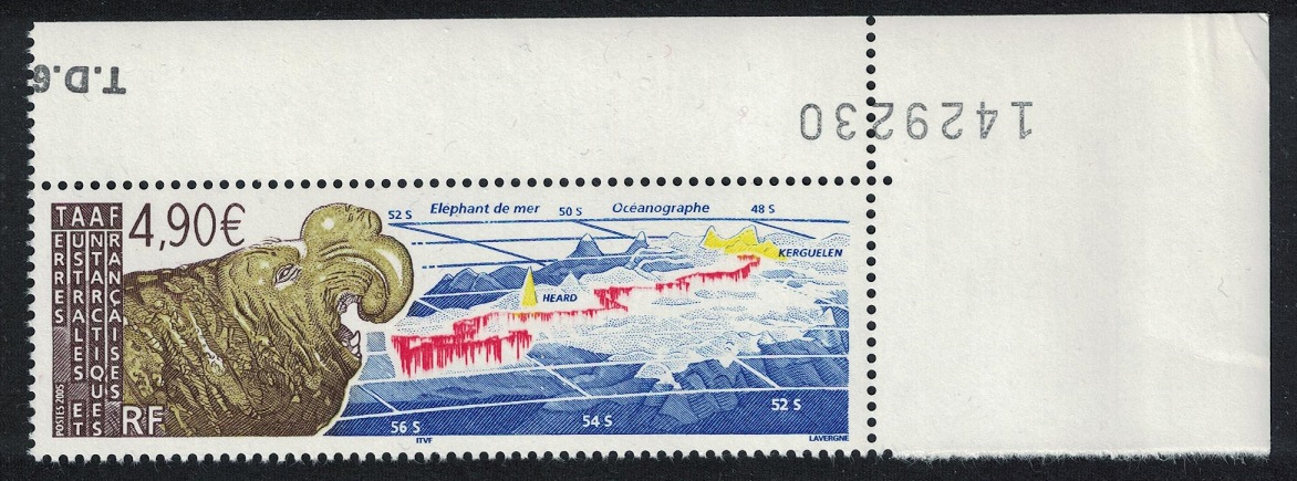 French Southern and Antarctic Territories Elephant Seal Corner Control Number 2005 MNH SG#540 MI#566