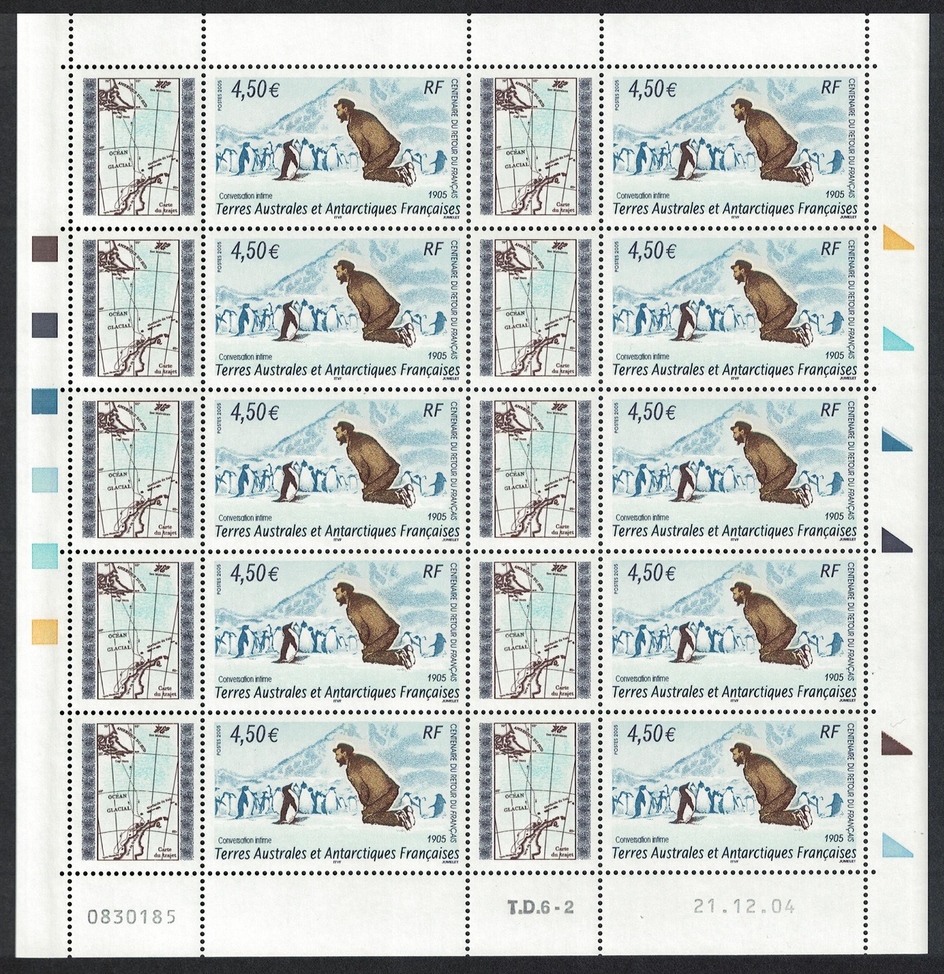 French Southern and Antarctic Territories Birds Penguins Full Sheet 2005 MNH SG#542 MI#568