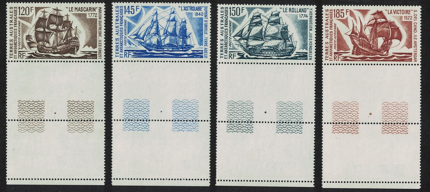 French Southern and Antarctic Territories Antarctic Ships 4v Margins Coin Labels 1973 MNH SG#85-88 MI#85-88 Sc#C29-C32