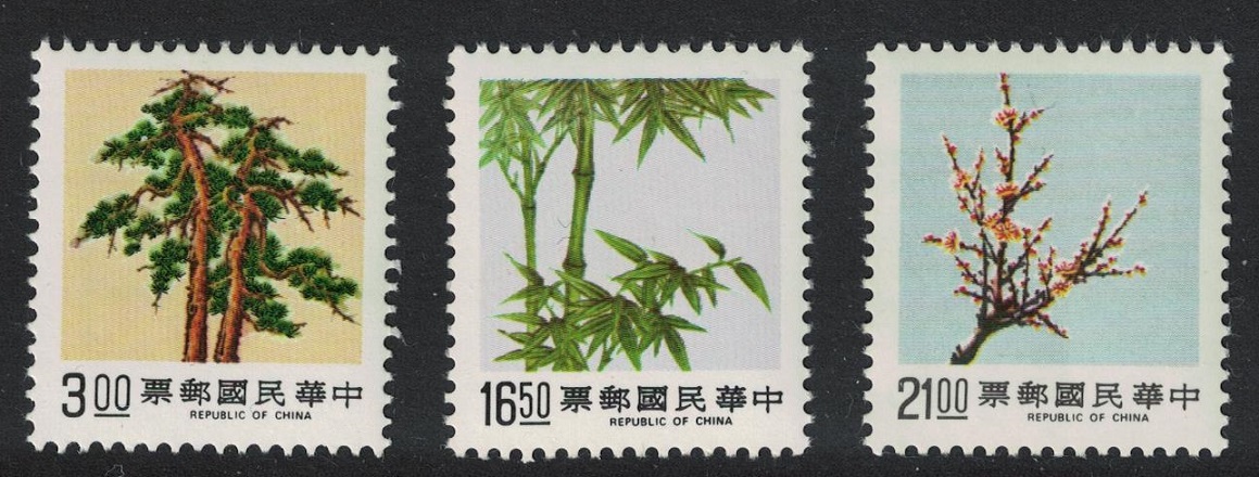 Taiwan Pine Bamboo and Plum 4th series 3v 1989 MNH SG#1845-1847