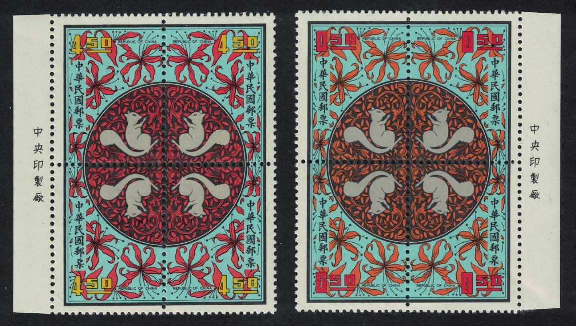 Taiwan Chinese New Year of the Rat 8v Blocks of 4 1971 MNH SG#841-848