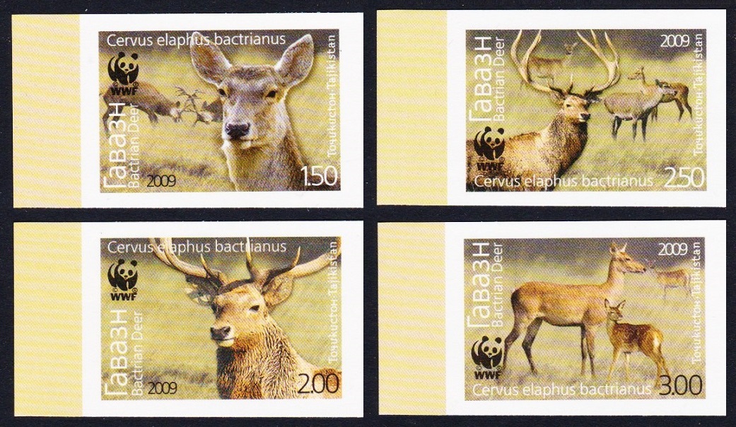 Tajikistan WWF Bactrian Deer 4v Imperf 2009 MNH SG#388-391 MI#527B-530B Sc#344-347