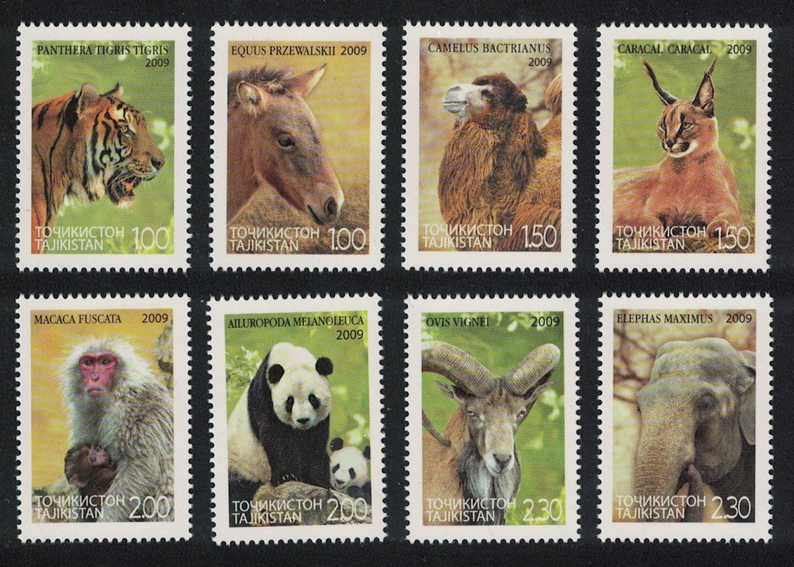 Tajikistan Tiger Panda Camel Caracal Elephant Fauna of Asia 8v 2009 MNH SG#393-400 MI#531-538