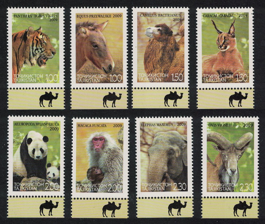 Tajikistan Tiger Panda Camel Caracal Elephant 8v Margins 2009 MNH SG#393-400 MI#531-538