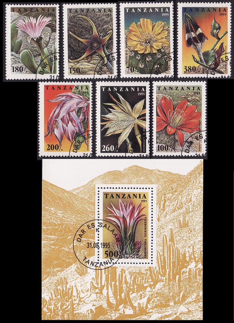 Tanzania Cacti 7v+MS 1995 CTO Sc#1380-1387