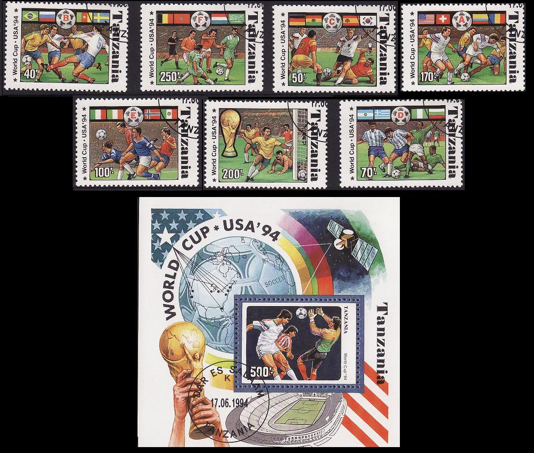 Tanzania Football Cup 7v+MS 1994 CTO SG#1892-MS1899 MI#1759-1765+Block 249 Sc#1174A-1174H