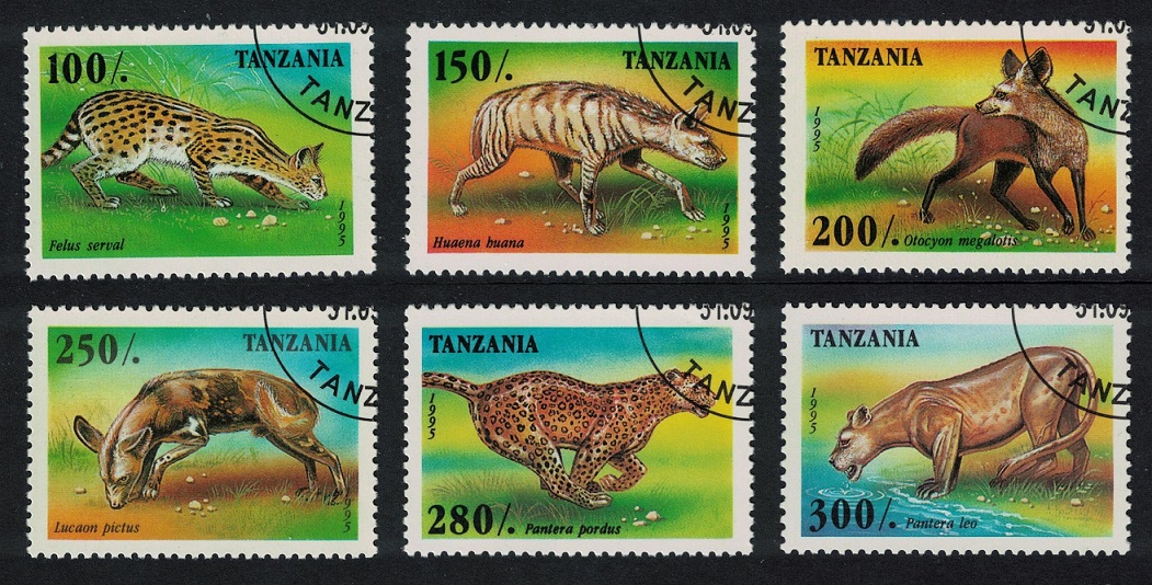 Tanzania Predators 7v+MS 1995 CTO MI#2210-2215 Sc#1422-1428